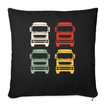Truck Driver Long-Distance Driver Retro Vintage Gift - Sofa pillowcase 17,3'' x 17,3'' (45 x 45 cm) - black - Front