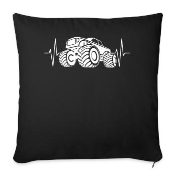 Monster Truck Monster Truck Fans ECG Line Gift - Sofa pillowcase 17,3'' x 17,3'' (45 x 45 cm) - black - Front