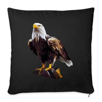 Conception polygonale cool avec un pygargue à tête blanche - Housse de coussin décorative 45 x 45 cm - noir - Devant