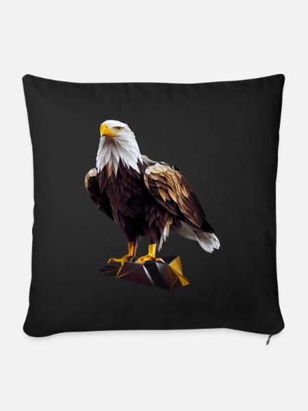 Cooles Polygon Design Mit Einem Weißkopfseeadler - Sofakissenbezug 45 x 45 cm - Schwarz