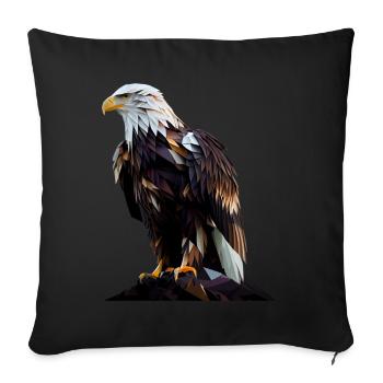 Conception polygonale cool avec un pygargue à tête blanche - Housse de coussin décorative 45 x 45 cm - noir - Devant