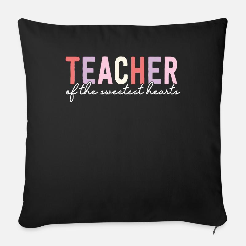 Valentinstag Lehrer der süßesten Herzen - Sofakissenbezug 45 x 45 cm - Schwarz