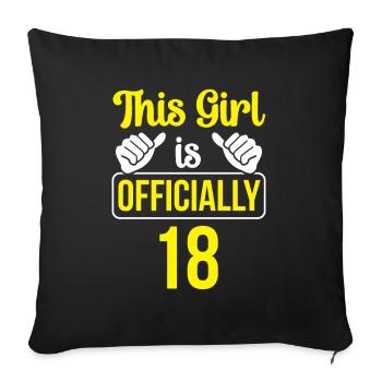 Cette fille a officiellement 18 dix-huit ans fête - Housse de coussin décorative 45 x 45 cm - noir - Devant