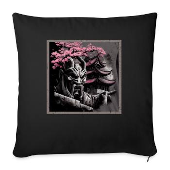 Vintage Japanese Sakura Cherry Blossom Temple - Sofa pillowcase 17,3'' x 17,3'' (45 x 45 cm) - black - Front