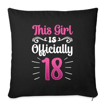 Cette fille a officiellement 18 dix-huit ans fête - Housse de coussin décorative 45 x 45 cm - noir - Devant