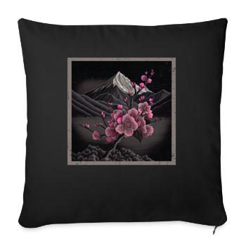 Vintage Japanese Sakura Cherry Blossom Temple - Sofa pillowcase 17,3'' x 17,3'' (45 x 45 cm) - black - Front