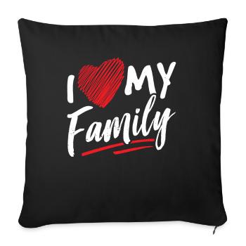 J’aime ma douce équipe de réunion de famille - Housse de coussin décorative 45 x 45 cm - noir - Devant