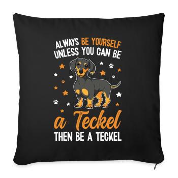Maman teckel mignonne - Housse de coussin décorative 45 x 45 cm - noir - Devant