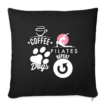 Coffee Pilates Dogs Repeat Funny Pilates - Sofa pillowcase 17,3'' x 17,3'' (45 x 45 cm) - black - Front
