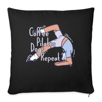 Coffee Pilates Dogs Repeat Funny Pilates - Sofa pillowcase 17,3'' x 17,3'' (45 x 45 cm) - black - Front