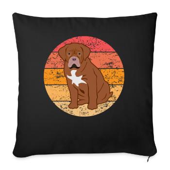 Bordeaux Grand Dague Chien Dog Lovers Cadeau Rétro - Housse de coussin décorative 45 x 45 cm - noir - Devant