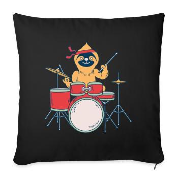 Slow Drummer Sloth Funny Heavy Metal Saying - Sofa pillowcase 17,3'' x 17,3'' (45 x 45 cm) - black - Front