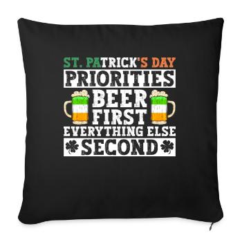 Irland Irisch Lustig Spruch St Patricks Day - Sofakissenbezug 45 x 45 cm - Schwarz - Vorne