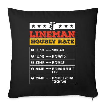 Drôle de monteur de lignes Taux horaire pour monteur de lignes - Housse de coussin décorative 45 x 45 cm - noir - Devant