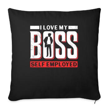 J’aime mon patron indépendant freelance - Housse de coussin décorative 45 x 45 cm - noir - Devant