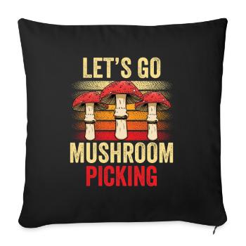 En route pour la cueillette de champignons Cueilleurs de champignons - Housse de coussin décorative 45 x 45 cm - noir - Devant