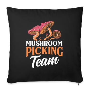 Équipe de cueilleurs de champignons Cueilleurs de champignons Cueillette de champignons - Housse de coussin décorative 45 x 45 cm - noir - Devant