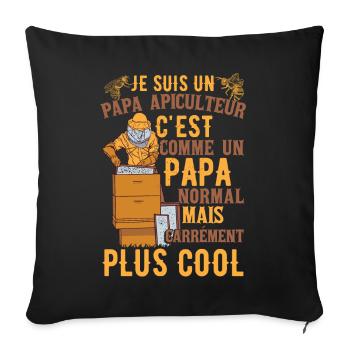 Papa Apiculteur Apiculture - Housse de coussin décorative 45 x 45 cm - noir - Devant