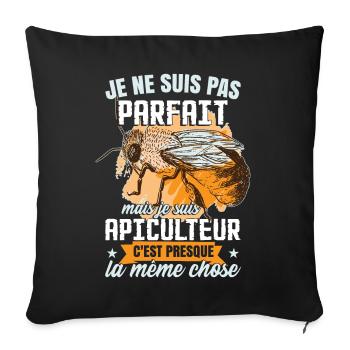 Apiculteur Abeilles Apiculture - Housse de coussin décorative 45 x 45 cm - noir - Devant