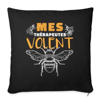 Apiculture Humour - Housse de coussin décorative 45 x 45 cm - noir - Devant