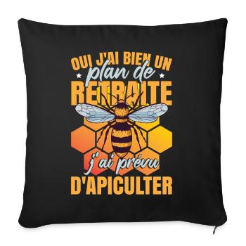 Retraite Apiculter - Housse de coussin décorative 45 x 45 cm - noir - Devant