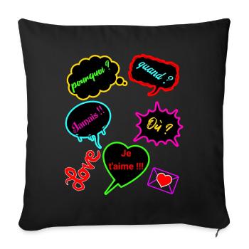pourquoi quand ou - Housse de coussin décorative 45 x 45 cm - noir - Devant