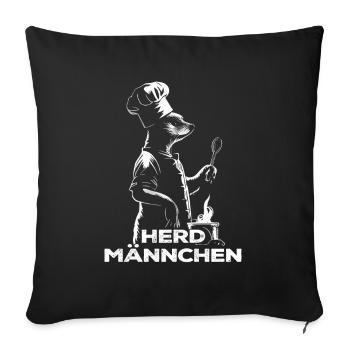 Herdmännchen Essen Kochen Lustiger Koch - Sofakissenbezug 45 x 45 cm - Schwarz - Vorne