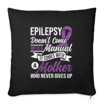 Mom Epilepsy Purple Ribbon Epileptic epilepsy - Sofa pillowcase 17,3'' x 17,3'' (45 x 45 cm) - black - Front