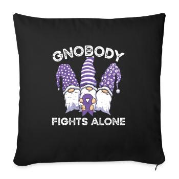 Gnome Epilepsie Ruban Violet Épileptique - Housse de coussin décorative 45 x 45 cm - noir - Devant