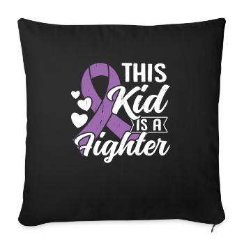 Épilepsie Kid Ruban violet Épilepsie épileptique - Housse de coussin décorative 45 x 45 cm - noir - Devant