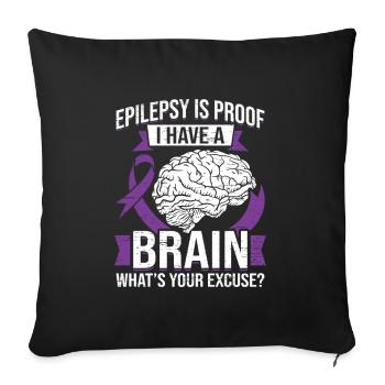 Épilepsie Cerveau Ruban violet Épileptique - Housse de coussin décorative 45 x 45 cm - noir - Devant