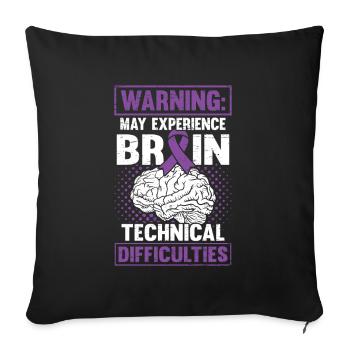 Cerveau Ruban Violet Technique Épileptique - Housse de coussin décorative 45 x 45 cm - noir - Devant