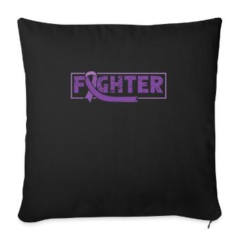 Combattant de l’épilepsie Ruban violet Épileptique - Housse de coussin décorative 45 x 45 cm - noir - Devant