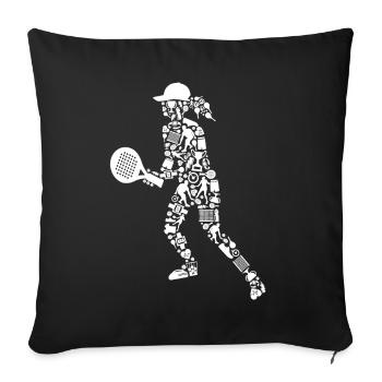 Padel Tennis Spielerin Symbole Mädchen Padel - Sofakissenbezug 45 x 45 cm - Schwarz - Vorne