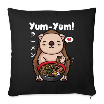 Japon Anime Hérisson Ramen Nouilles Manga Kawaii - Housse de coussin décorative 45 x 45 cm - noir - Devant