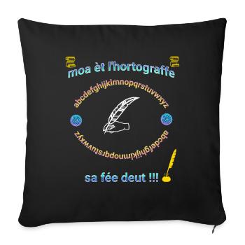 moa èt l hortograffe 2 - Housse de coussin décorative 45 x 45 cm - noir - Devant