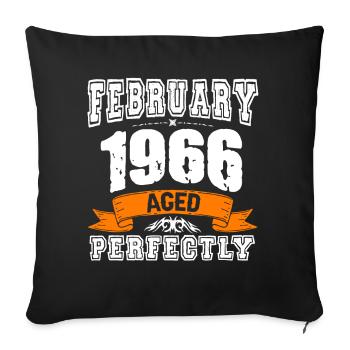 Cadeau d'anniversaire vintage de janvier 1966 - Housse de coussin décorative 45 x 45 cm - noir - Devant