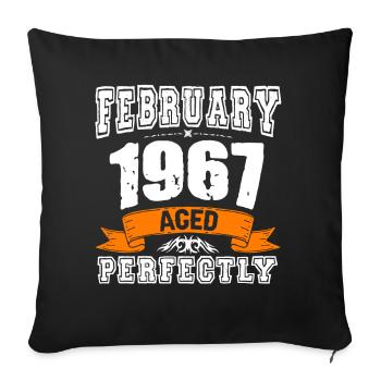 Cadeau d'anniversaire vintage de janvier 1967 - Housse de coussin décorative 45 x 45 cm - noir - Devant