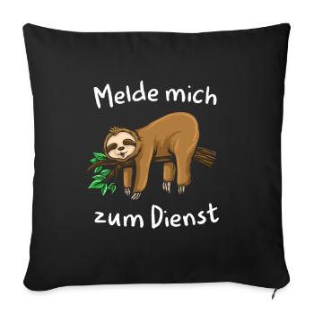 Faultier Tshirt Damen Herren Faul Müde Bürohumor - Sofakissenbezug 45 x 45 cm - Schwarz - Vorne