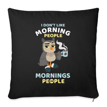 Coffee-addicted owl - Sofa pillowcase 17,3'' x 17,3'' (45 x 45 cm) - black - Front