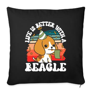 Das Leben Ist Besser Mit Einem Beagle Beagles - Sofakissenbezug 45 x 45 cm - Schwarz - Vorne