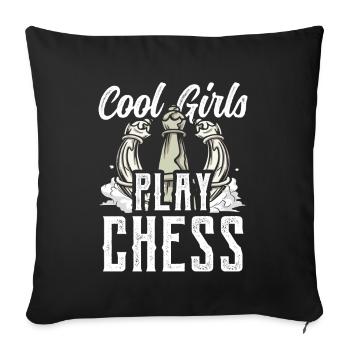 Cool Girls Play Chess Chess Player - Sofa pillowcase 17,3'' x 17,3'' (45 x 45 cm) - black - Front