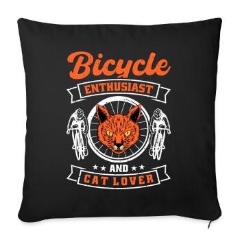 Passionné de vélo et amoureux des chats - Housse de coussin décorative 45 x 45 cm - noir - Devant