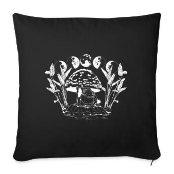 Cottagecore Esthétique Grenouille Champignon Phase Lune - Housse de coussin décorative 45 x 45 cm - noir - Devant