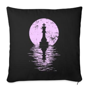Jeu de club d’échecs Cheval Pièce d’échecs Hommes + Femmes - Housse de coussin décorative 45 x 45 cm - noir - Devant