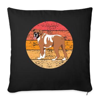 Boxer Allemand Chien Dog Lovers Cadeau Rétro - Housse de coussin décorative 45 x 45 cm - noir - Devant