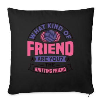 Handarbeit Stricken lustiger Strick Spruch - Sofakissenbezug 45 x 45 cm - Schwarz - Vorne
