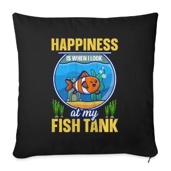Le bonheur, c’est quand je regarde mon aquarium - Housse de coussin décorative 45 x 45 cm - noir - Devant
