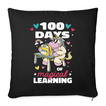 Mignon 100 jours d’école Licorne d’apprentissage magique - Housse de coussin décorative 45 x 45 cm - noir - Devant