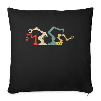 Robot Robotique Ingénieur Rétro - Housse de coussin décorative 45 x 45 cm - noir - Devant